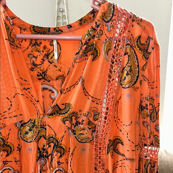 Free People Just The Two Of Us Floral Lace Inset Tunic Dress Size XS - Picture 4 of 8